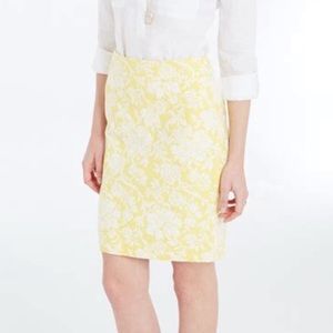 ANN TAYLOR | White & Yellow Floral Jacquard Skirt